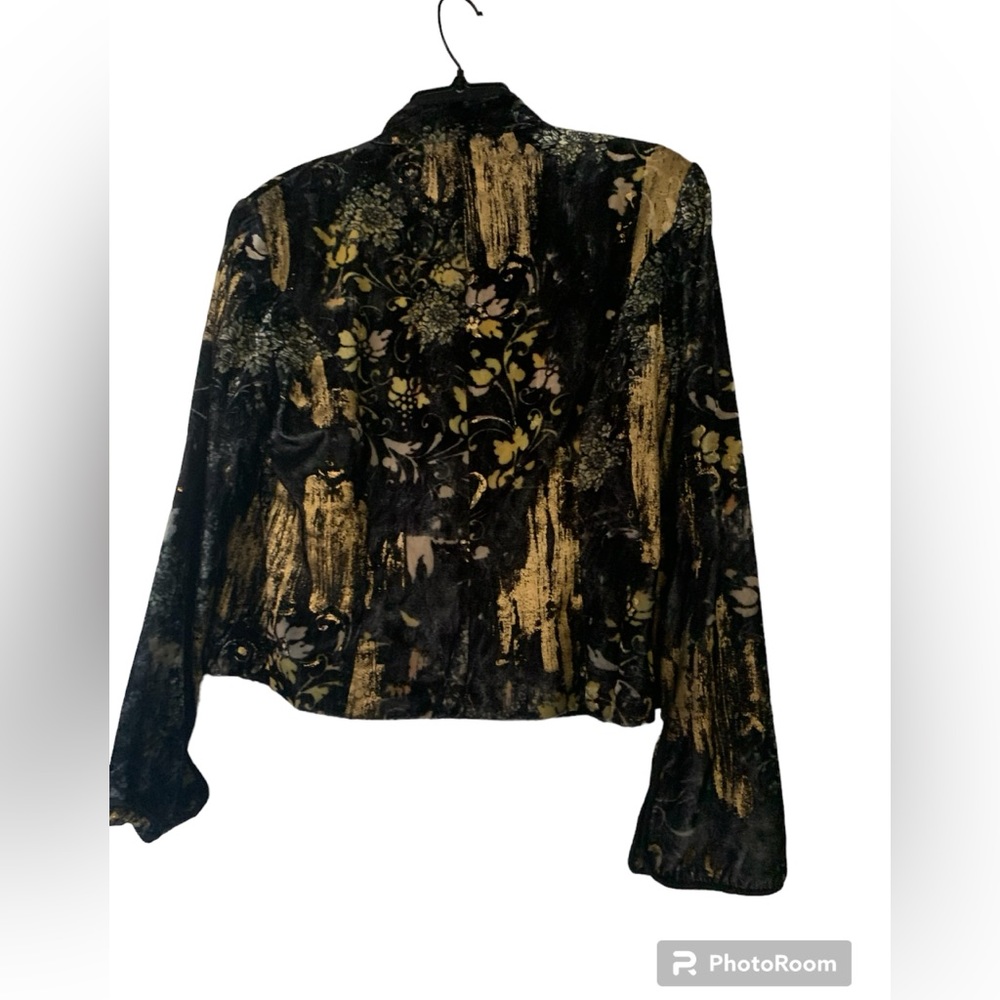 JS COLLECTIONS gold and BLk velvet jacket. USA 14 (medium). - Picture 4 of 4
